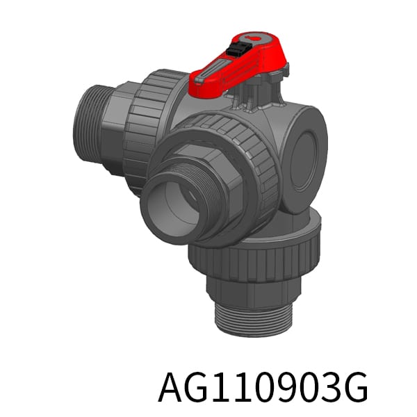 Three-dimensional 3way Industrial valve L Thread(Male)
