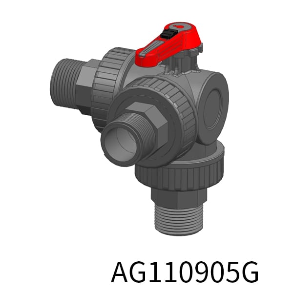 Three-dimensional 3way Industrial valve L BSPT Thread(Male)